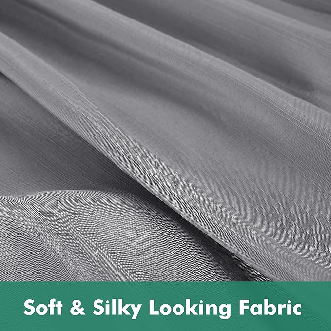 Biscaynebay Wrap Around Bed Skirts with Split Corners for King Beds 18" Drop, Silver Grey Adjustable Elastic Dust Ruffles Easy Fit Wrinkle Resistant Silky Luxurious Fabric Machine Washable