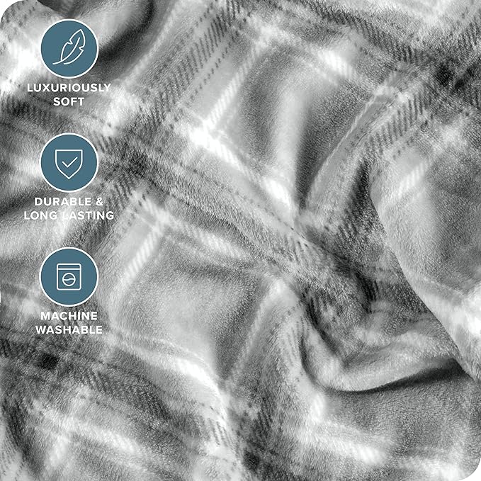 Bare Home Fleece Blanket - King Size - Ultra-Soft Lightweight for Bed, Sofa, and Couch - Luxury Microplush - Cozy Warm Blanket (King, Tartan Plaid)