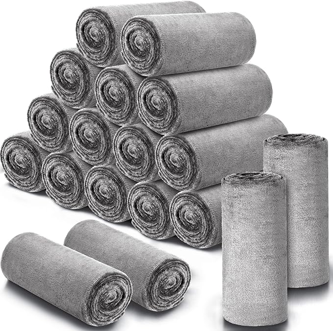 18 Pieces Fleece Blankets Bulk for Wedding 50 x 60 Inch Soft Lightweight Flannel Throw Blankets Bulk for Wedding Guests Home Outdoor Couch Sofa Bed Gifts(Dark Gray)