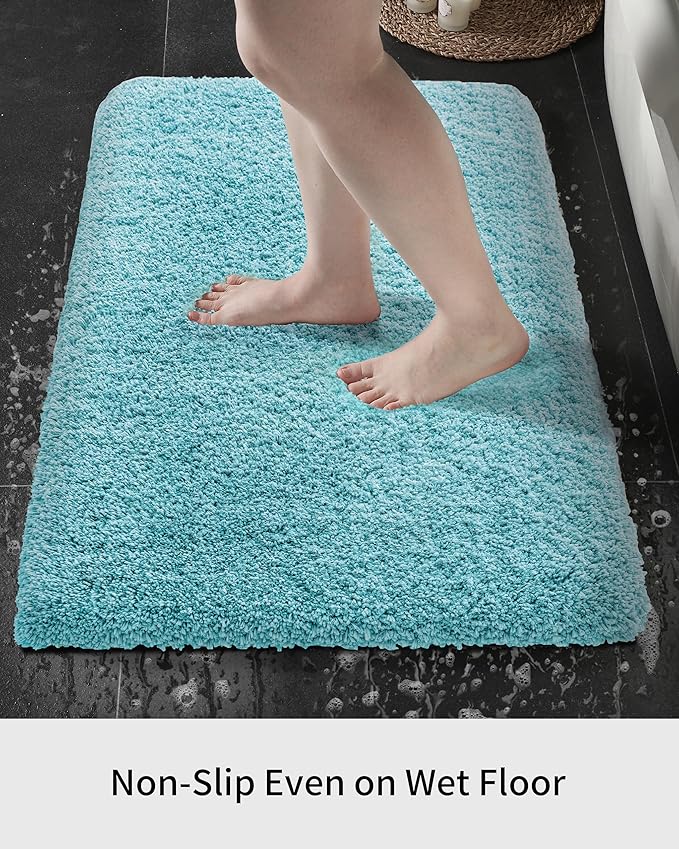 Teal Bathroom Rug 24x36 Non Slip Fluffy Bath Mat for Bathroom Floor Washable Plush Luxury Bath Rug for Tub Soft Shaggy Absorbent Shower Sink Mat