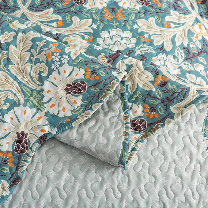 HoneiLife Quilt Sets King Size - Microfiber Bedspreads for King Bed, 3-Piece Lightweight Coverlets, Retro Bed Cover King Quilt Bedding Set All Season Quilts-Grayish Green