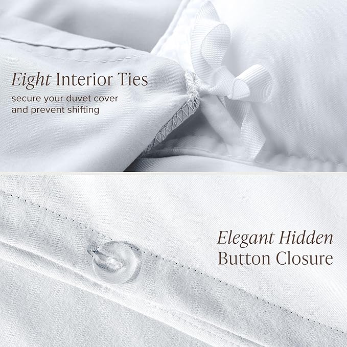 Bare Home 100% Organic Cotton Jersey Duvet Cover Set - King/Cal King Size - Ultra Soft - 100% Cotton - 3pcs - Corner Ties - Button Closure - Envelope Pillowcases (King/Cal King, White)