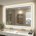 SMIROR Black LED Bathroom Mirror 50x36, Lighted Vanity Mirrors with Lights, Dimmable, Anti-Fog, Memory, Shatterproof (Real Front Lights + Backlit)
