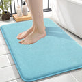 OLANLY Thick Memory Foam Bath Mat Rug 24x16, Extra Soft Absorbent Bathroom Rug, Quick Dry Bath Mats, Non-Slip, Machine Washable Carpet for Bathroom, Tub and Shower, Home Decor Accessories, Sky Blue