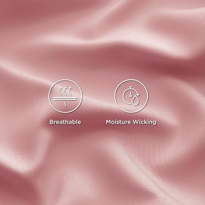 Bedsure Full Size Bed Sheets, Cooling Sheets, Rayon Derived from Bamboo, Breathable & Soft, Deep Pocket Up to 16 Inches, Hotel Luxury Silky Bedding for Hot Sleepers, Blush Pink