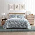 Eddie Bauer - Twin Quilt Set, Reversible Cotton Bedding with Matching Sham, Wildflower Inspired Home Decor with Stripe Reverse (Fern Garden Green, Twin)