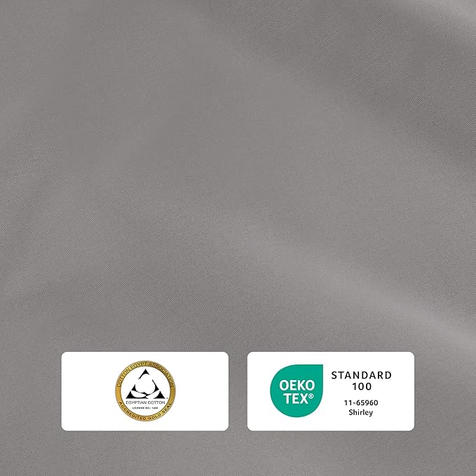 IZOD 100% Egyptian Cotton Sheets Set Queen Size, Cotton Percale Crisp Sheet Set 4Pc, Lightweight & Deep Pocket fits Upto 17", LongStaple Soft Combed,Hotel Style Luxury Bedding Sheet - Sterling Silver