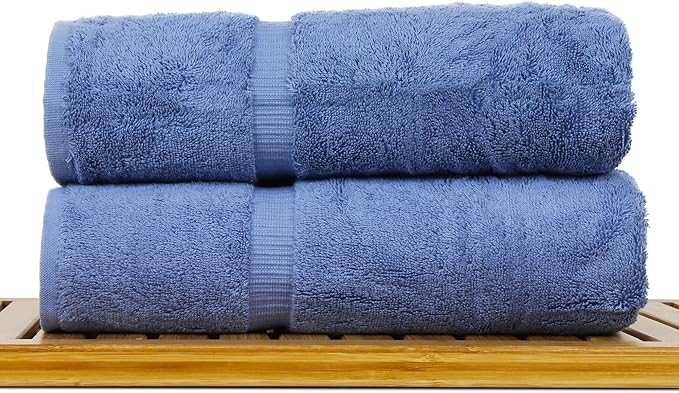 Luxury Hotel & Spa Ultra Soft Bath Towels 100% Turkish Cotton - Wedgewood - Set of 2