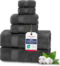 TEXTILOM 6 Pcs Bath Towel Set – Hotel and Spa Quality & Soft & Absorbent & Quick Dry Bath Towels for Bathroom –100% Turkish Cotton Bathroom Towels Set (2 Bath Towels,2 Hand Towels,2 Washcloths)-Black