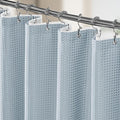 3 in 1 Shower Curtain Set, Waffle Shower Curtain and Liner Set with 12 Double Sided Shower Curtain Hooks, 258GSM Luxury Weighted Cloth Shower Curtains for Bathroom, 72 W x 72 H, Fog Blue