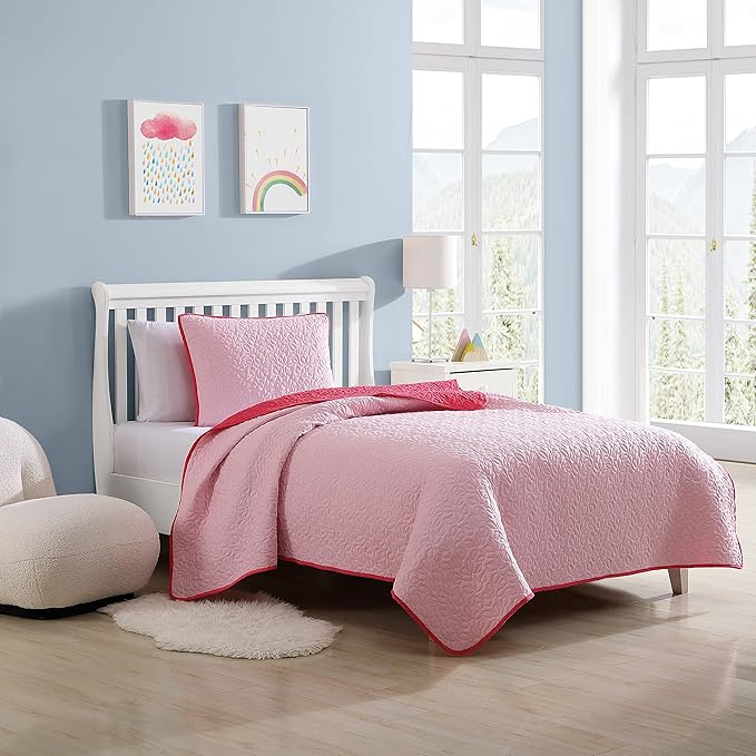 Eddie Bauer - Twin Quilt Set, Reversible Kids Bedding with Matching Sham, Ideal for Toddler Bedding Set (Garden Pink, Twin)