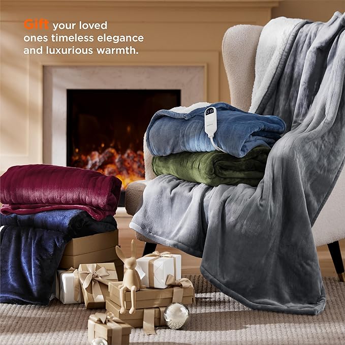 Bedsure Electric Blanket Full Size - Soft Flannel Heated Blanket, Fast Heating with 10 Time Settings & 6 Heat Settings, Warm Gift for Grandma (72x84 inches, Ivory)