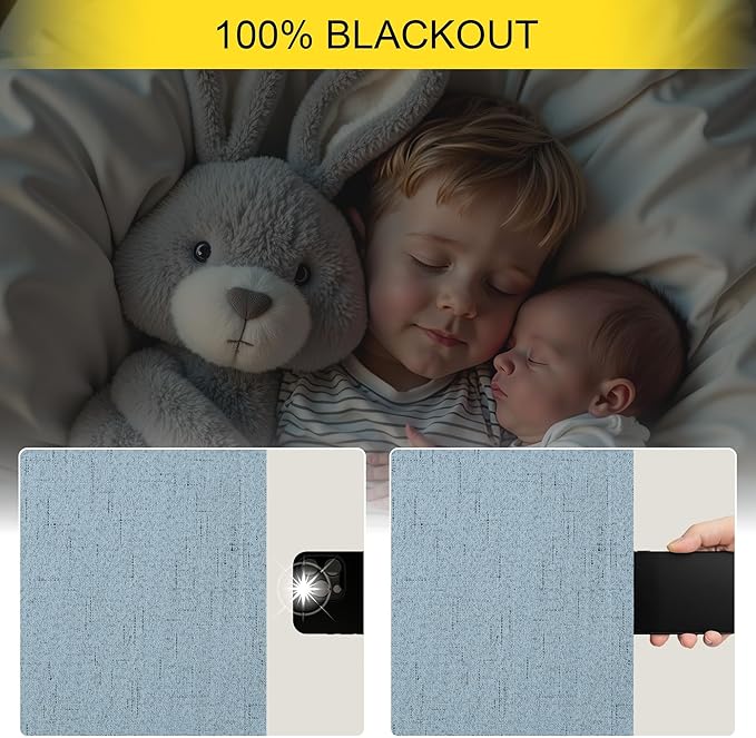 Dusty Blue Curtains for Nursery Girls Boy Bedroom 72 Inch Length 2 Panels Complete Blackout Room Darkening Black Out Shades Insulated Thermal Light Blue Grey Curtains for Winter Summer Heat Blocking