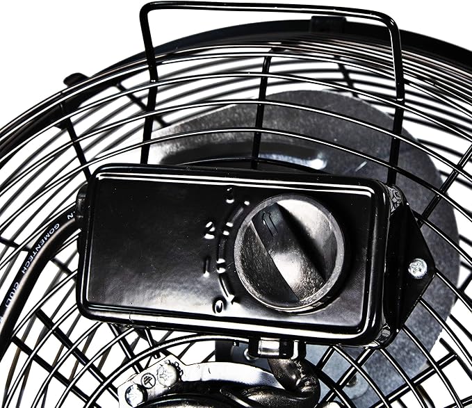 Comfort Zone 12 inch Cradle Fan, 3 Speed Floor or Table Fan with180 Degree Tilt, Metal Construction and Aluminum Blades, Carry Handle, Rubber Feet, Ideal for Bedroom, Workshop, or Garage, Black