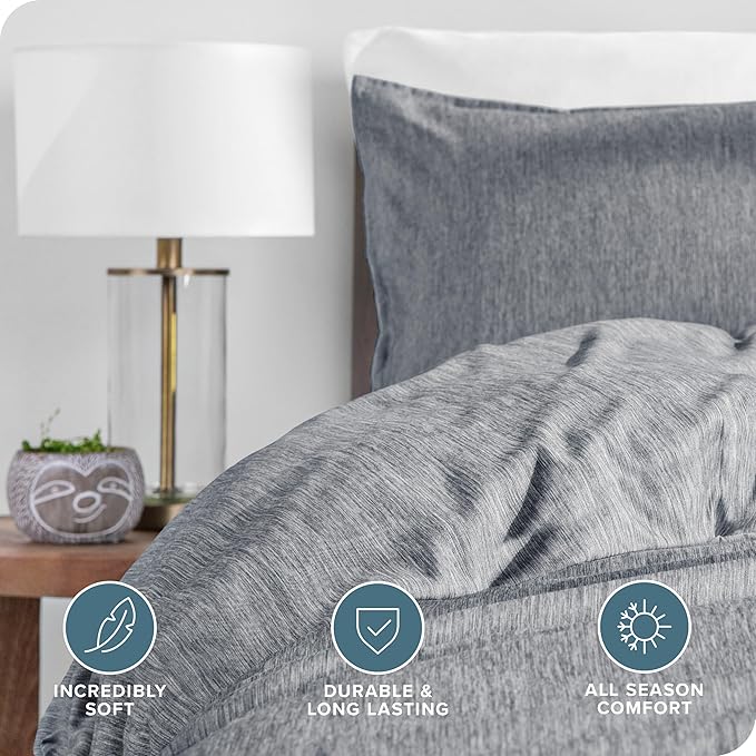 Bare Home Bedding Duvet Cover King Size - Premium 1800 Super Soft Collection - Lightweight, Cooling - Soft Breathable Bedding Duvet Cover (King, Heathered Charcoal)