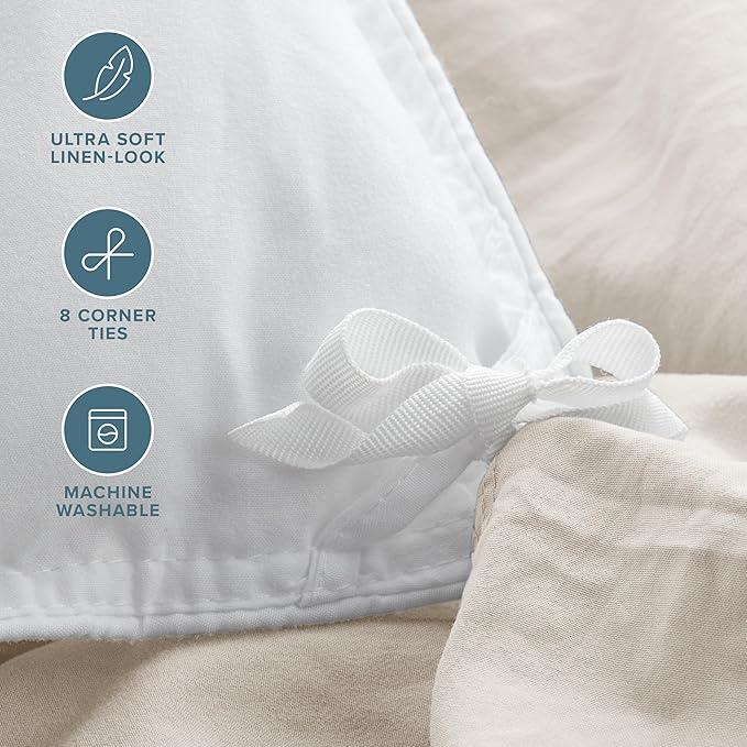 Bare Home Microfiber Duvet Cover Set - Ultra Soft Washed Microfiber - Oversized Queen Size - Linen-Like Look - Easy Care - Breathable Fabric - Our Softest Duvet Cover Set (Oversized Queen, Fog)