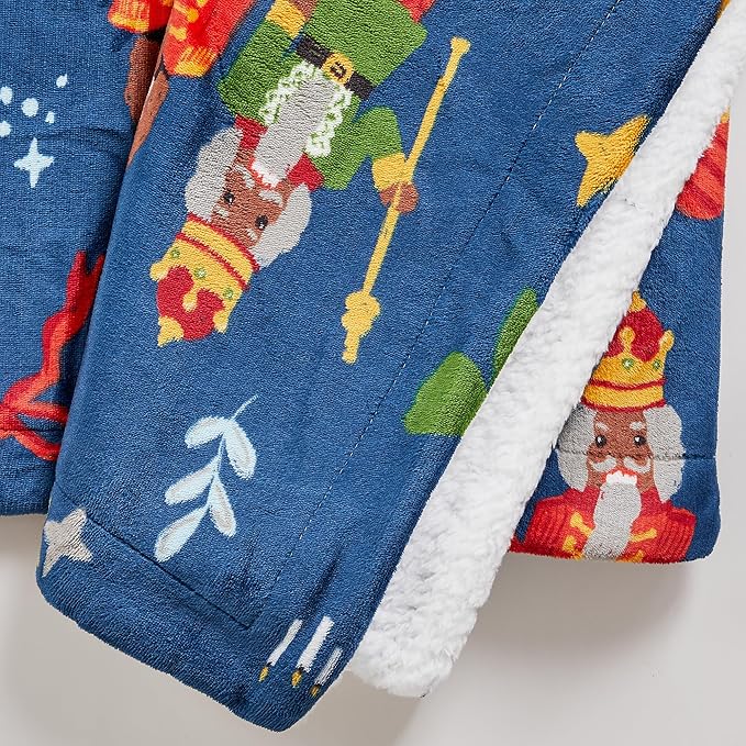 Fleece/Sherpa Christmas Throw - Super Soft Holiday Printed Blanket for Couch, Chair, or Bed - Cozy, Luxurious Plush - 50" x 60", Holiday Cats