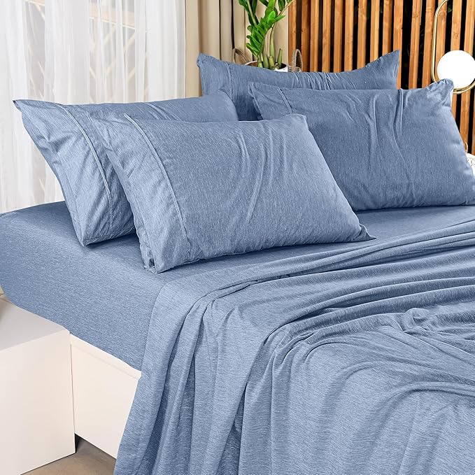 Utopia Bedding Queen Sheet Set – 4 Piece Bed Sheets for Queen Size Bed, Soft and Breathable Microfiber, Includes 1 Fitted Sheet, 1 Flat Sheet and 2 Pillowcases (Heather Navy)