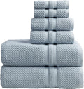 Springtree Home Blue Bath Towels Set of 6 | Popcorn Textured | 100% Combed Cotton | Absorbent Quick-Dry Towels for Bathroom | Oeko-TEX® Standard 100 Cotton | Poli Collection - Blue Fog