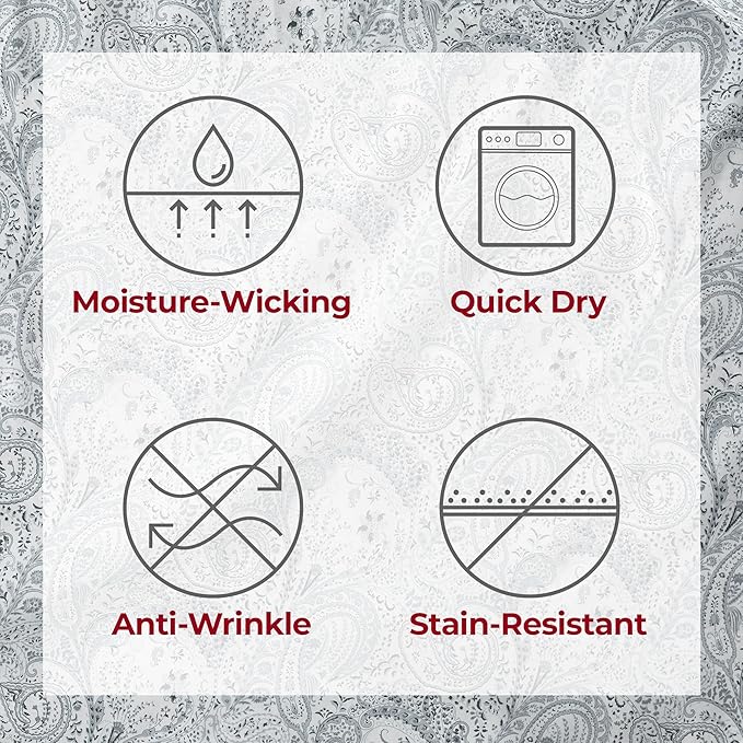 Mellanni California King Sheets Set - 4 PC Iconic Collection Bedding - Hotel Luxury, Extra Soft, Cooling Bed Sheets - Wrinkle, Fade, Stain Resistant (Cal King, Paisley Gray)