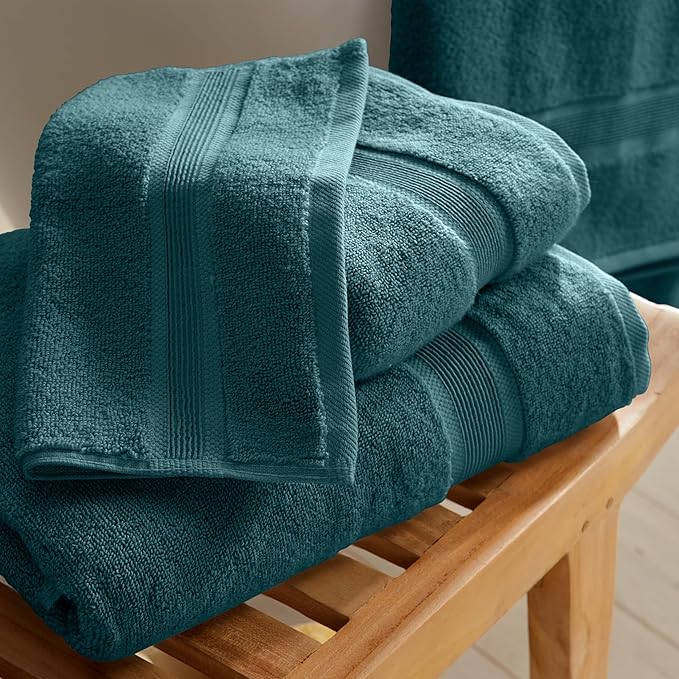 Springtree Home Luxury Viscose from Bamboo Bath Towel Set 6 Piece Set | 35% Viscose from Bamboo - 65% Cotton | Absorbent Quick-Dry Towels for Bathroom | Oeko-TEX Standard 100 Cotton | Deep Teal