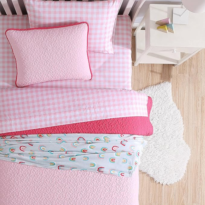 Eddie Bauer - Twin Quilt Set, Reversible Kids Bedding with Matching Sham, Ideal for Toddler Bedding Set (Garden Pink, Twin)