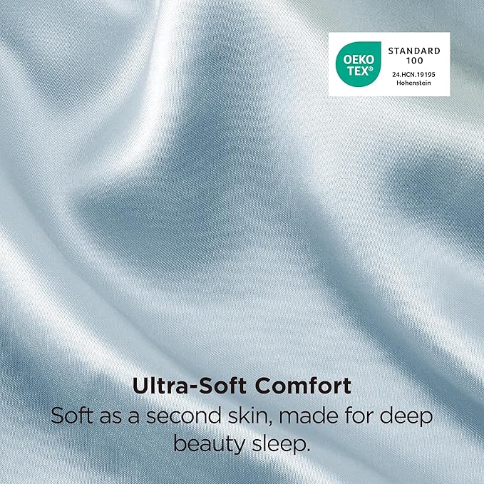 Bedsure Satin Pillowcases, Similar to Silk Pillow Cases Queen Size Set of 2, Pillow Case for Sleeping Women with Envelope Closure, Gifts for Women Men, Light Turquoise, 20x30 Inches, 2pcs