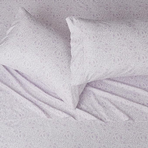 Amazon Basics Lightweight Super Soft Easy Care Microfiber Bed Sheet Set with 14" Deep Pockets - King, Lavender Paisley