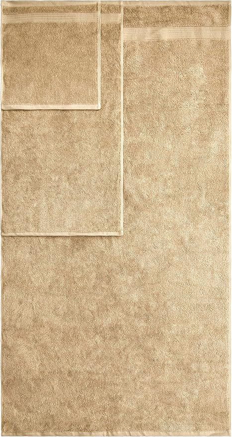 American Veteran Towel, 6 Piece Towel Set for Bathroom, 100% Cotton Turkish Bathroom Towels, 2 Bath Towels 2 Hand Towels 2 Washcloths, Beige