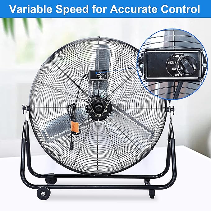 Simple Deluxe Dynamic 30-Inch Floor Fan with Roll Booster - Industrial-Grade Airflow, 360 Degree Adjustable Tilt, and Portable Design for Rapid Cooling and Flexible Air Circulation