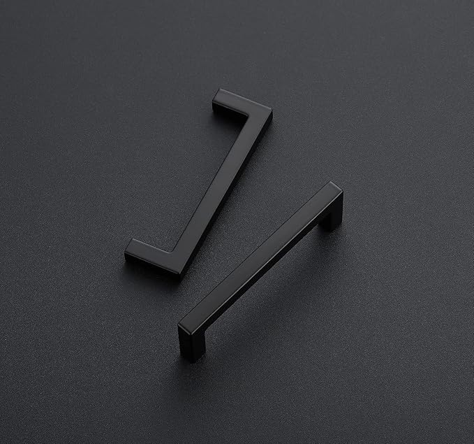 Ravinte 25 Pack Solid 3-1/2 Inch Center to Center Slim Square Bar Drawer Handles - Cabinet Hardware in Matte Black - Kitchen Handles and Pulls