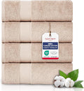 TEXTILOM Turkish Hand Towels for Bathroom – Hotel and Spa Quality & Soft & Absorbent & Quick Dry Bathroom Hand Towels – 100% Cotton Turkish Towel Set of 4 (16 x 28 inches) - Beige