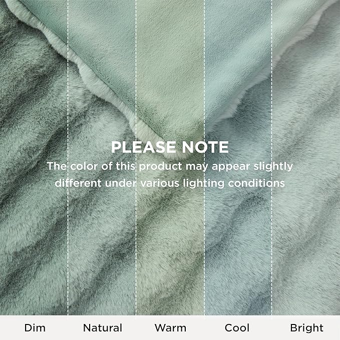 Bedsure GentleSoft Fluffy Faux Fur Blanket Twin Size, Fuzzy Soft Bubble Blanket for Couch, Faux Fur Decor for Home Living Room, Thick Furry Cozy Gifts for Women, Sage Green, 60x80 Inch