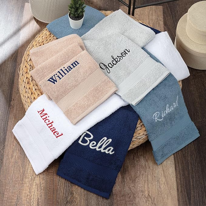 Personalized Towels - Customized Turkish Cotton Towel Set, Monogrammed Towels with Initials, Name & Embroidery, Idea for Weddings, Bridal Showers, Anniversaries, Housewarming, New Home