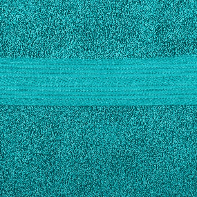 Amazon Basics 6 Piece Oversized Fade resistant Towel set, 100% Cotton towels for bathroom, soft and absorbent, 2 Bath Towels, 2 Hand Towels and 2 Washcloths bathroom towel set, Teal