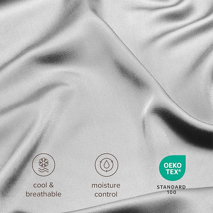 Bare Home 100% Rayon Made from Bamboo Luxury Twin XL Sheet Set - 3 Piece Bedding Set - Deep Pockets - Cooling & Breathable - Easy Fit - Soft Bedding Sheets & Pillowcases (Twin XL, Light Grey)