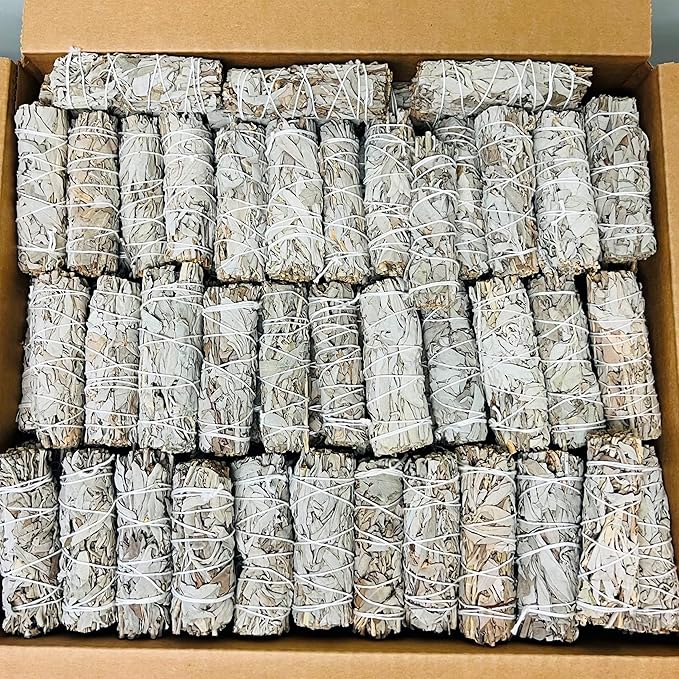 Bulk White Sage Smudge Sticks (50 Pack) | Wholesale Premium Sage Bundles | Burn for Cleansing, Smudging, Removal of Negative Energy from House/Office, Stress Relief | Sustainably Grown