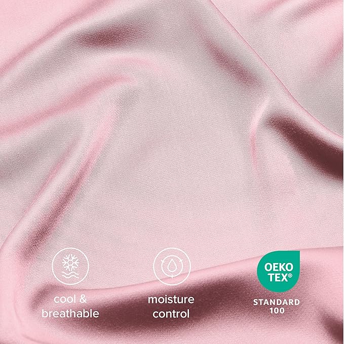 Bare Home 100% Rayon Made from Bamboo Split Head Flex King Sheet Set - 5 Piece Bedding Set - Deep Pockets - Breathable - Easy Fit - Bedding Sheets & Pillowcases (Split King, Light Pink)
