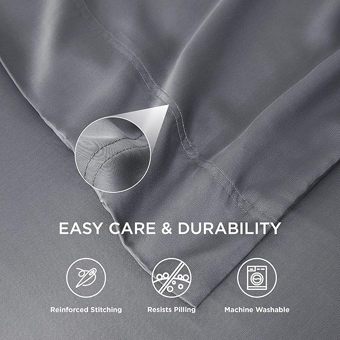 Bedsure Pillow Cases Queen, Cooling Pillow Cases, Rayon Derived from Bamboo Dark Grey Pillowcases Queen Size Set of 2, Breathable & Soft Bedding Pillow Cover with Envelope Closure,Gifts, 20x30 Inches