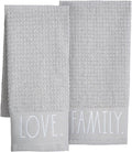 Rae Dunn Hand Towels, Embroidered Decorative Hand Towel for Kitchen and Bathroom, 100% Cotton, Gray- Family/Love, 16"x 26"