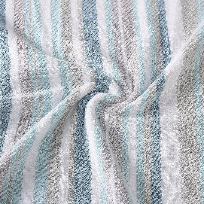Tommy Bahama - Bath Towels, 100% Soft & Absorbent Yarn-Dyed Cotton with Twill Texture, Low Linting & Fade Resistant, Medium Weight Bathroom Towels (Ocean Bay Tranquil Blue, 3 Piece)