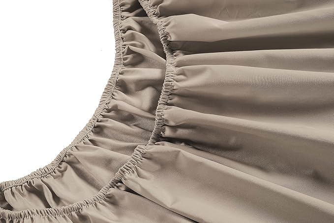Lane Linen 100% Cotton Bed Sheets – 450 Thread Count Cooling Sheets Queen, Durable Daily Use Bedding, Value Comfort for Nightly Rest, Hotel Sateen Finish, Snug Fit 15" Deep Pocket Fitted Sheet – Taupe