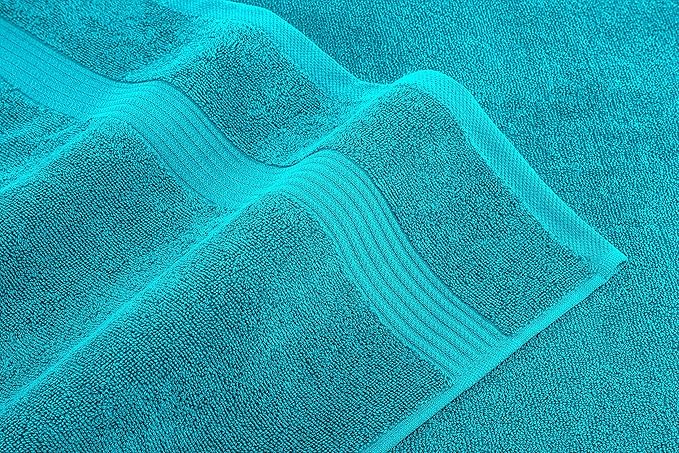 American Veteran Towel, 6 Piece Towel Set for Bathroom, 100% Cotton Turkish Bathroom Towels, 2 Bath Towels 2 Hand Towels 2 Washcloths, Aqua Blue