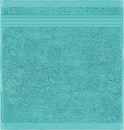 American Veteran Towel, 100% Cotton Turkish Washcloths for Bathroom Essentials 4 Pack, Soft Absorbent Wash Cloths Quick Drying Small Towels Washrags, Turquoise Blue