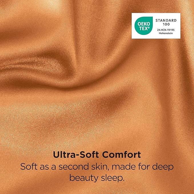 Bedsure Satin Pillowcases, Similar to Silk Pillow Cases Queen Size Set of 2, Pillow Case for Sleeping Women with Envelope Closure, Gifts for Women Men, Orange, 20x30 Inches, 2pcs