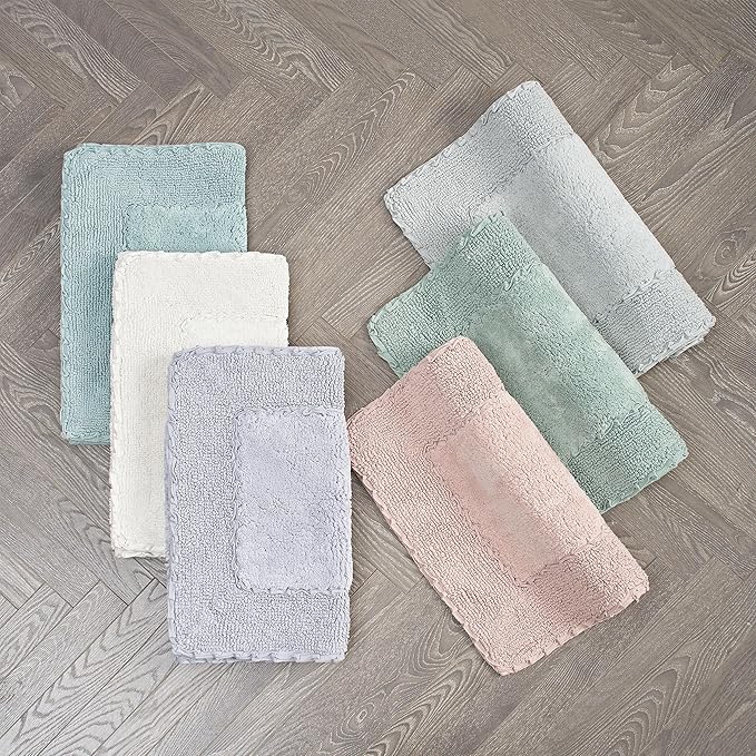 Laura Ashley Ruffle Border 100% Cotton Bath Rug, Ivory, 17"x 24"