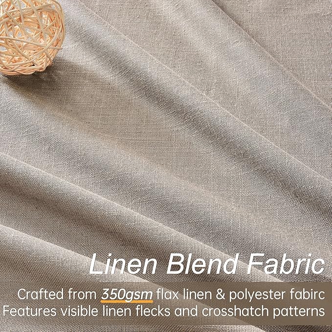 Topfinel Extra Long Total Blackout Linen Curtains 108 Inches Long for Living Room Large Window with Hooks Rings, Pinch Pleated Cold Blocking Acoustic Heavy Taupe Track Curtains 2 Panels 9 FT
