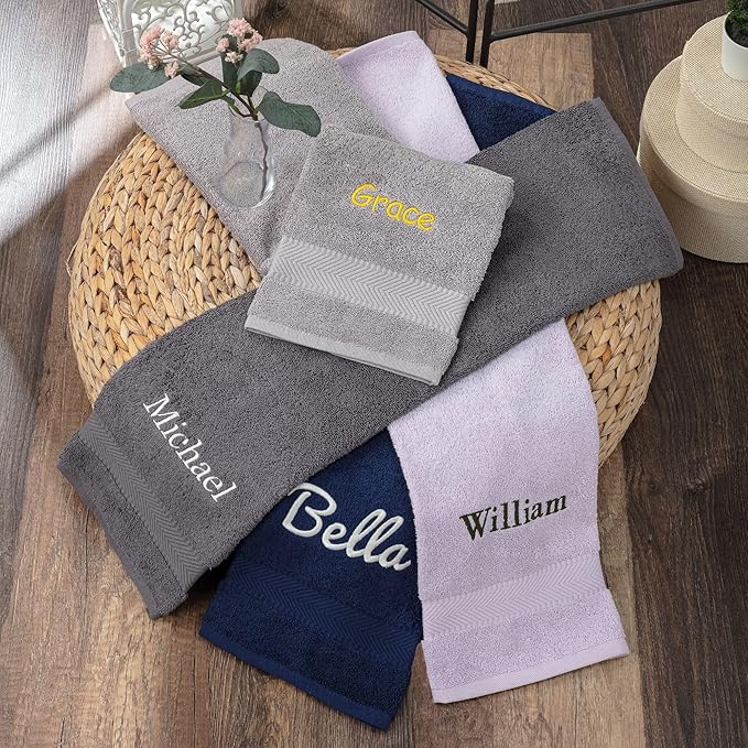 Personalized Towels - Customized Turkish Cotton Towel Set, Monogrammed Towels with Initials, Name & Embroidery, Idea for Weddings, Bridal Showers, Anniversaries, Housewarming, New Home