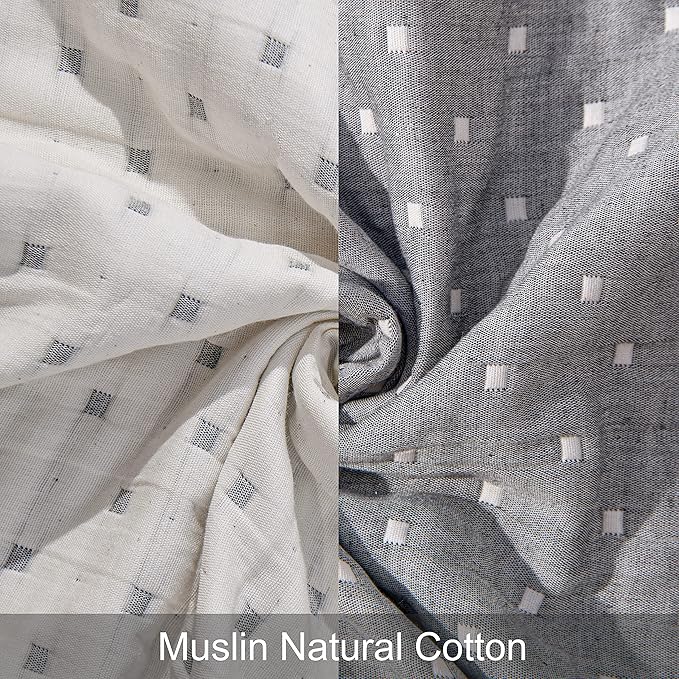 NTBAY 3 Layers Cotton Muslin 88x92 Queen Bed Blanket, Super Soft Breathable Thermal Yarn Dyed Quilt for Adults, Perfect Lightweight Blanket for Couch Sofa Bed All Seasons, Grey Dot