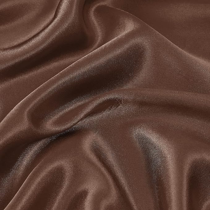 Bedsure Satin Sheets King Size - 4 Piece Silky Bedsheets with 15 Inches Deep Pocket Fitted Bedsheet,1 Flat Sheet, 2 Satin Pillowcases, Good for Hair & Skin (King, Coffee)